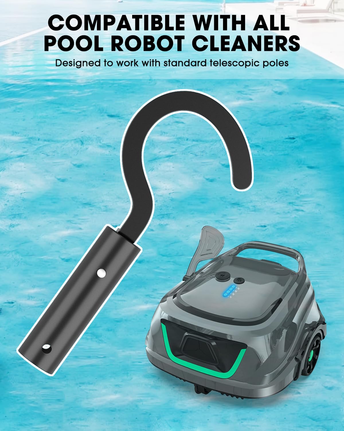 Compact WEIGUZC stainless hook ready for poolside storage.