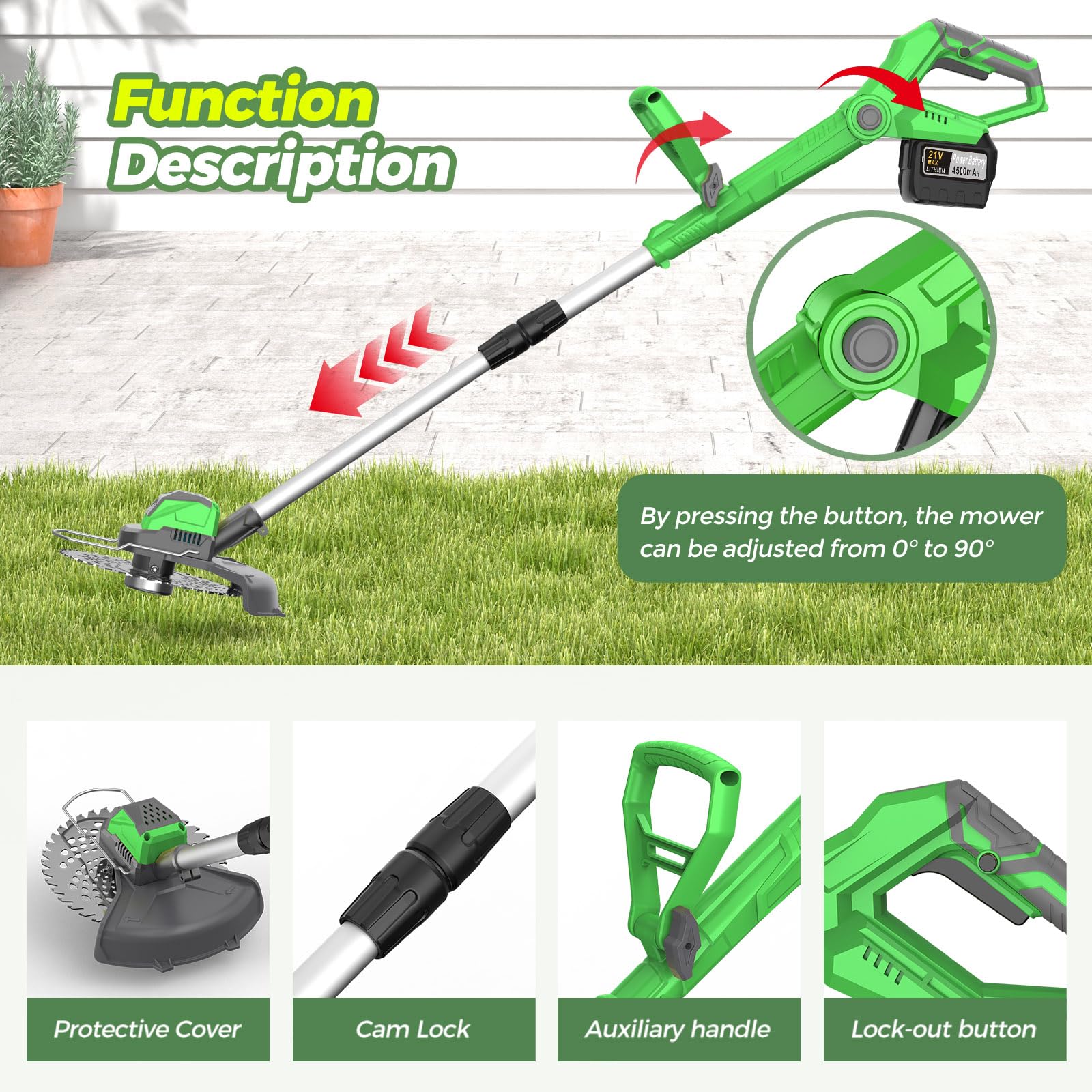 WEILISEN 0-90 degree angle adjustment for flexible trimming