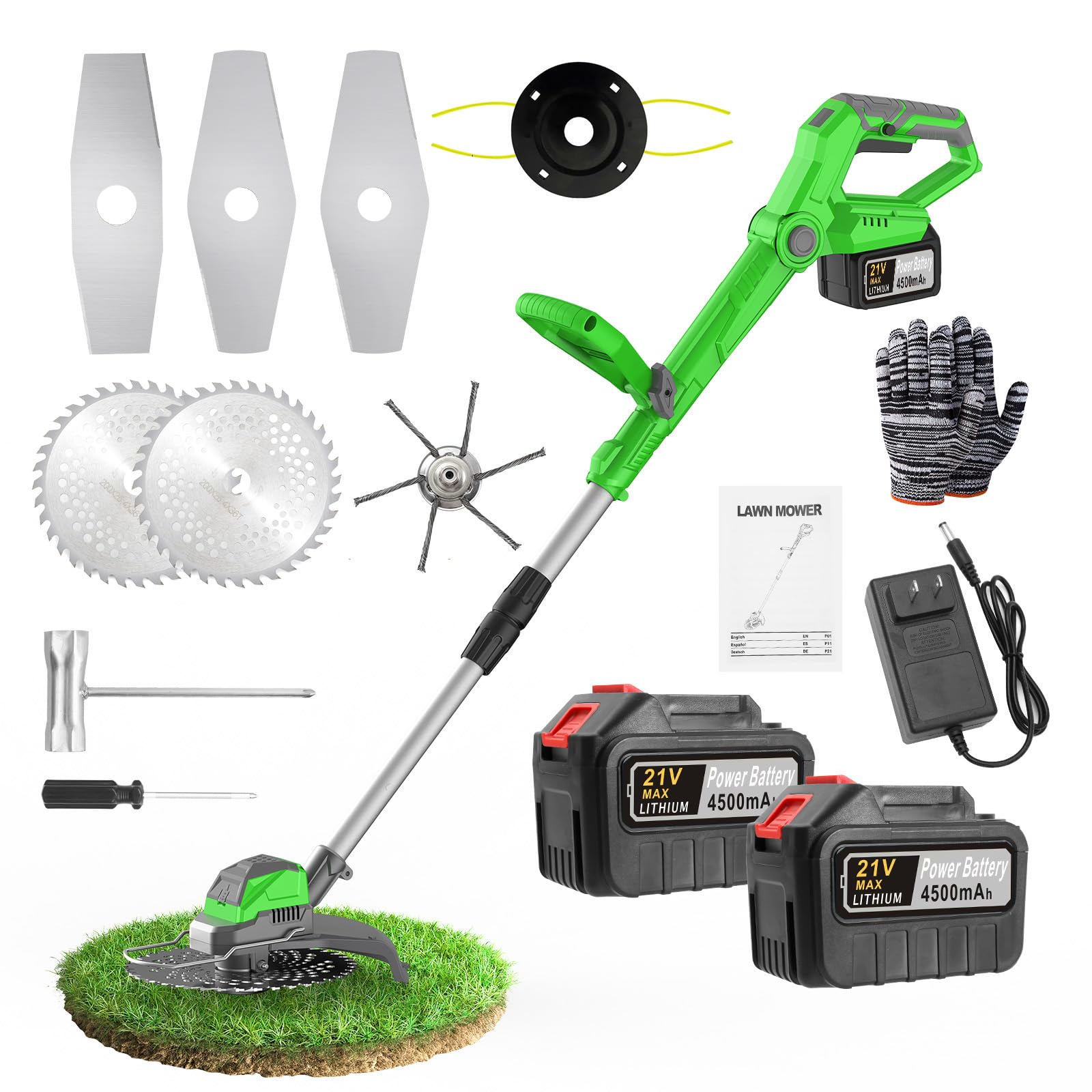 WEILISEN 21V weed wacker battery pack powering extended trimming sessions