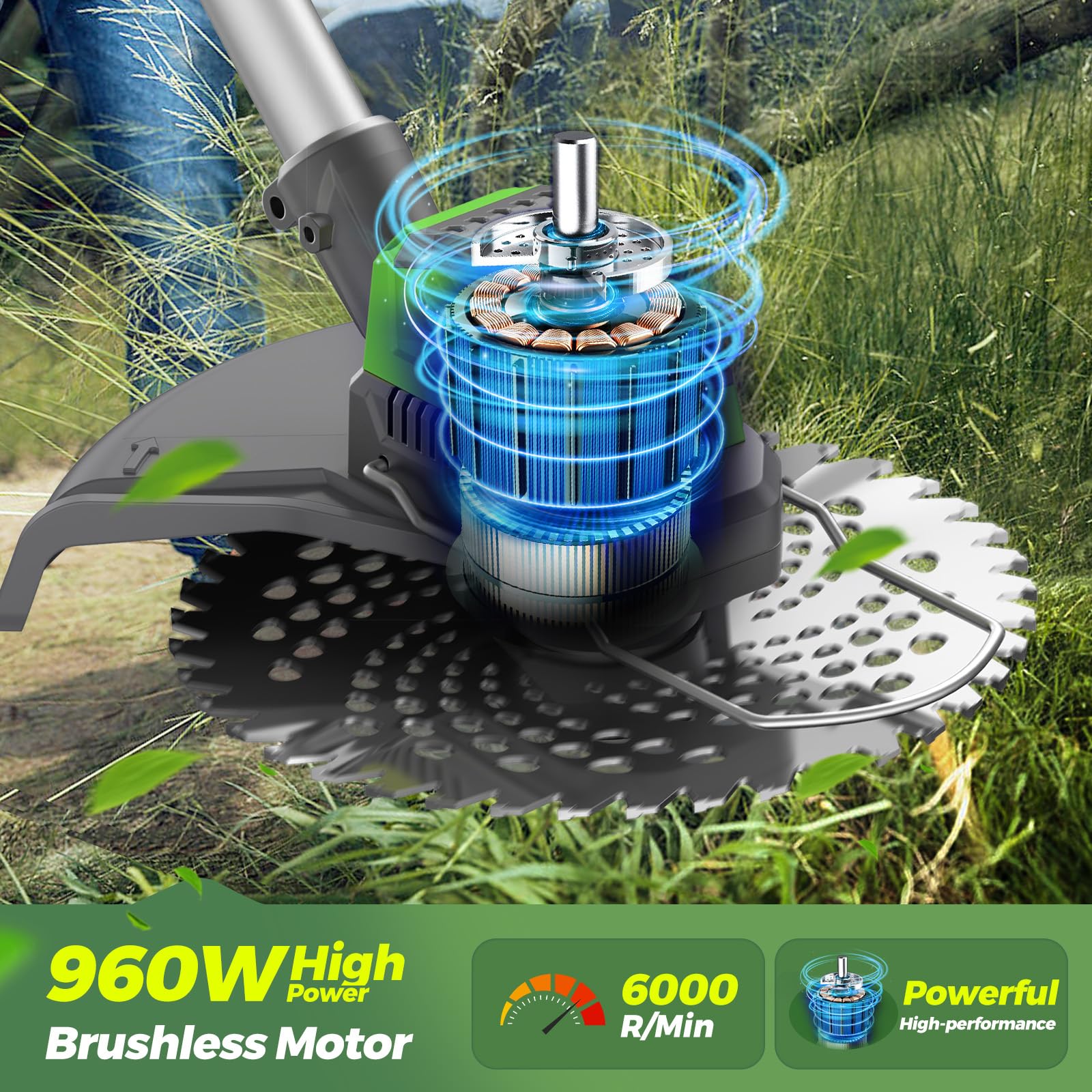 WEILISEN 960W brushless motor delivers quiet, efficient cutting