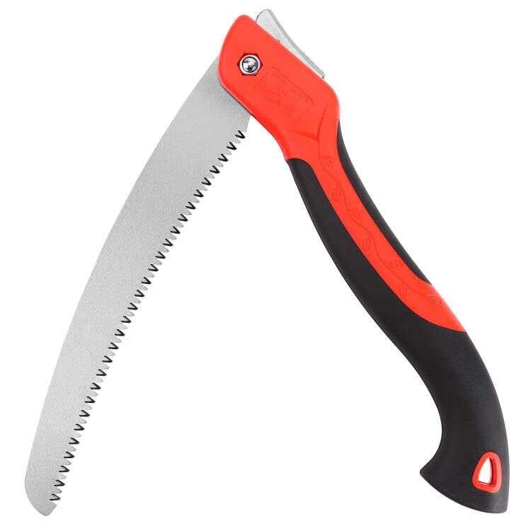 WEIMELTOY 10-inch pruning saw blade open for heavy pruning and fast cuts.