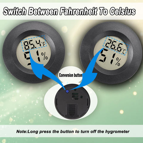 WEIMELTOY Fahrenheit-Celsius switchable hygrometer adapts to your preferred scale.