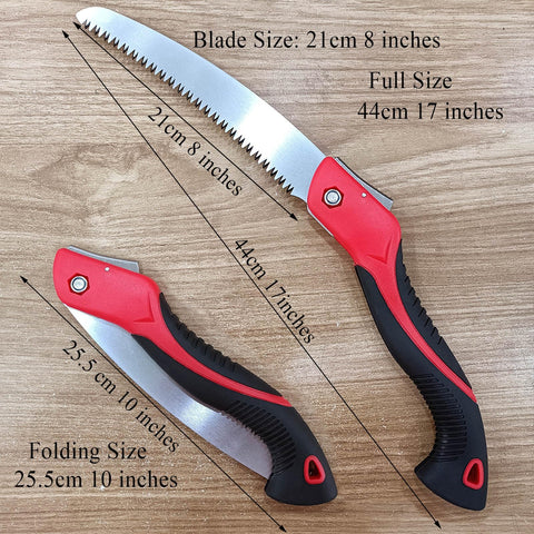 WEIMELTOY folding pruning saw demonstrates compact portability for outdoor tasks.