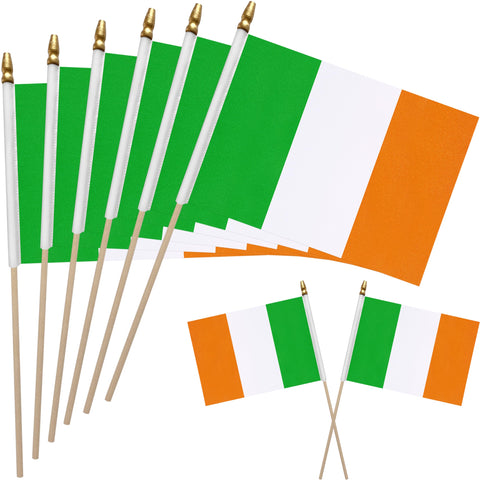 WEITBF Ireland flag on stick 8x12 for outdoor decor and events