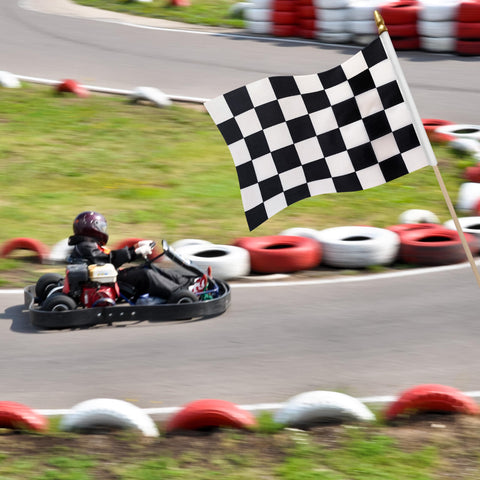 WEITBF long-stem 8x12 checkered flag for prominent display
