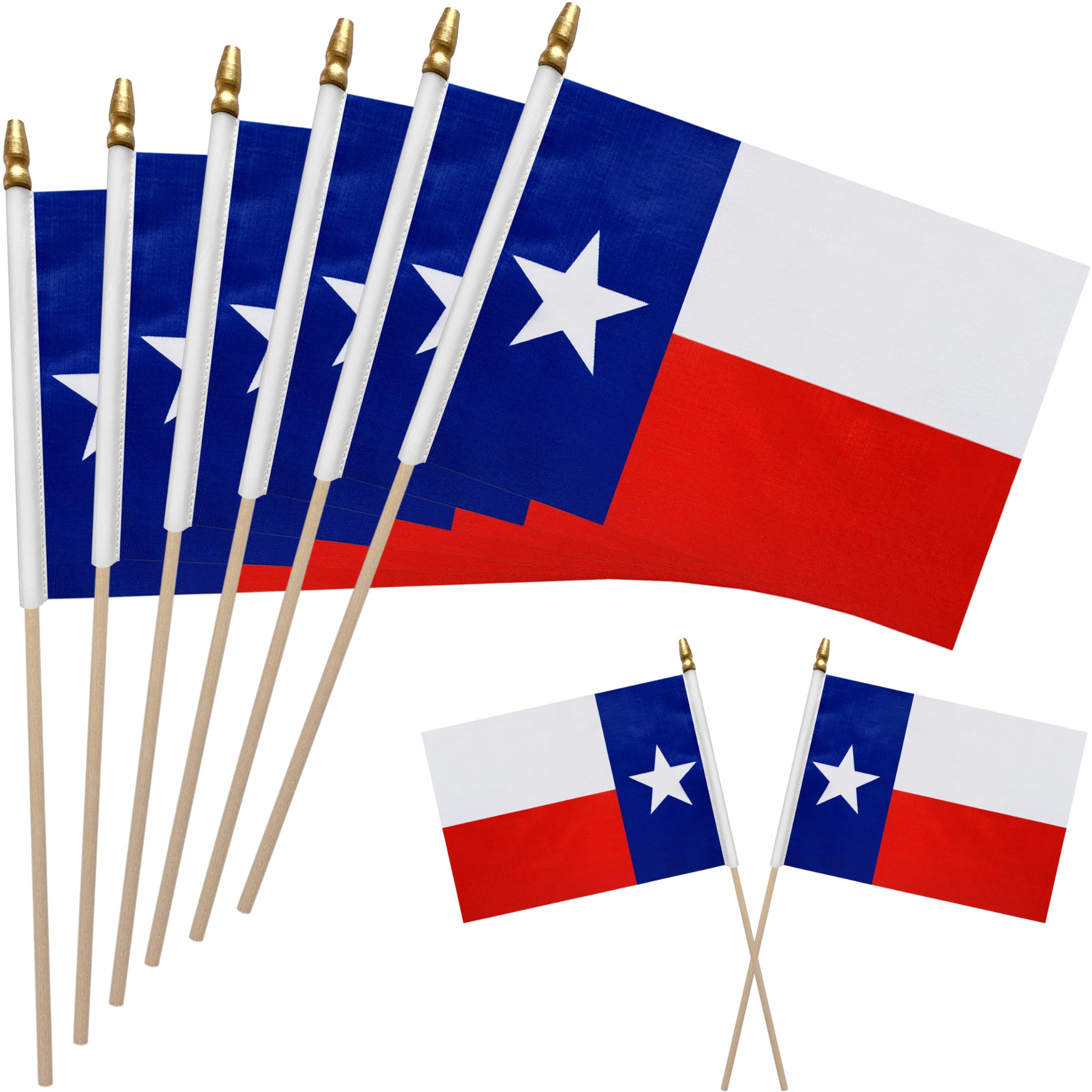 WEITBF Texas flag 8x12 on stick for crisp outdoor display.