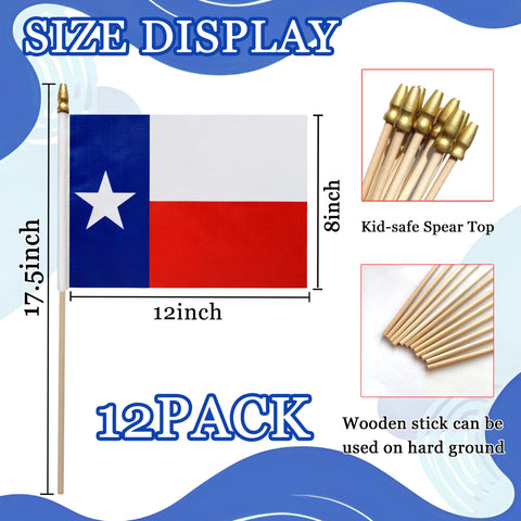 WEITBF Texas flag on wooden stick with golden spear top for classic look.