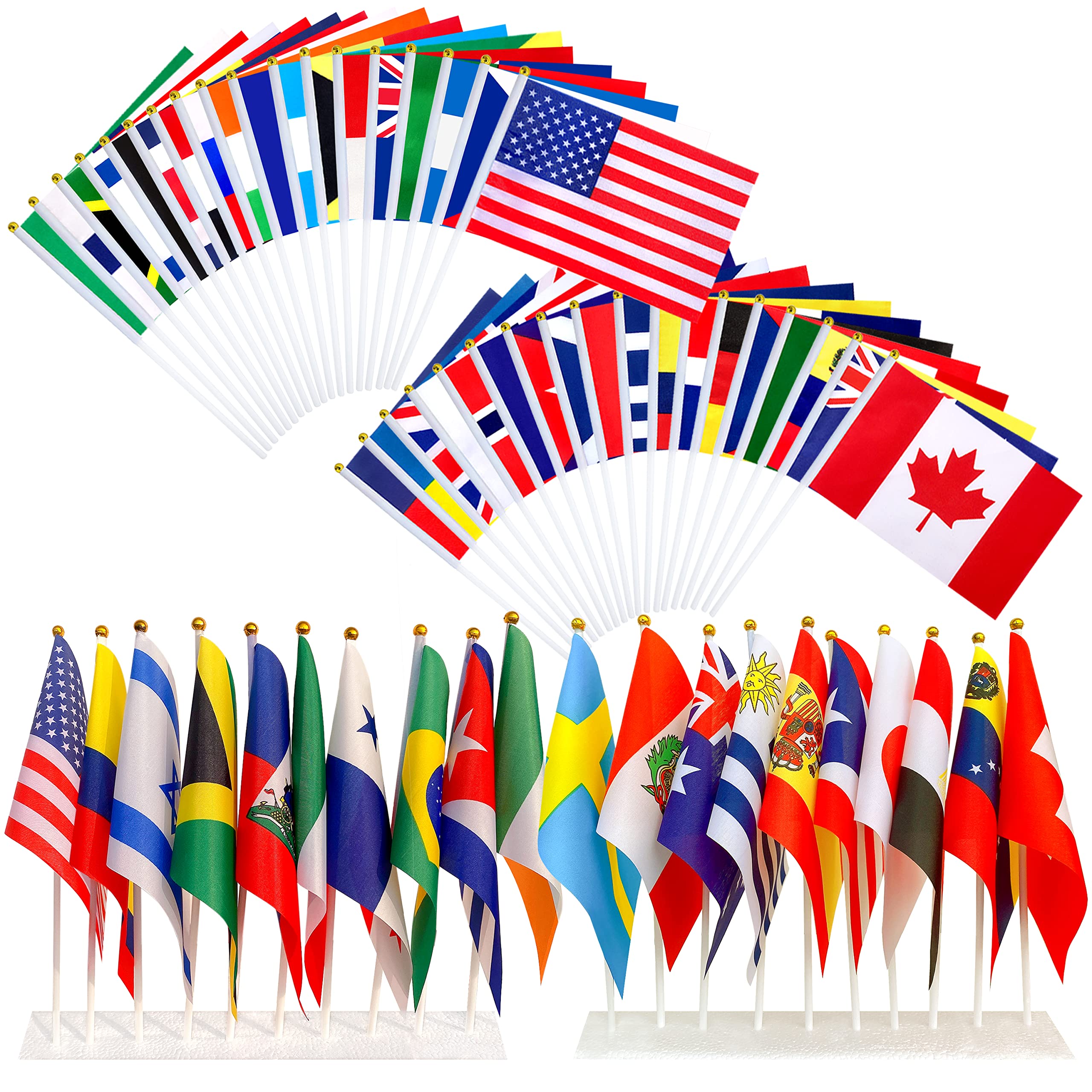 WEITBF world flags on sticks for outdoor gatherings and displays
