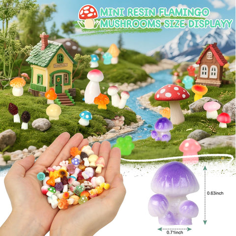 WEIZEW resin mushrooms with varied designs for crafts and tiny scenes