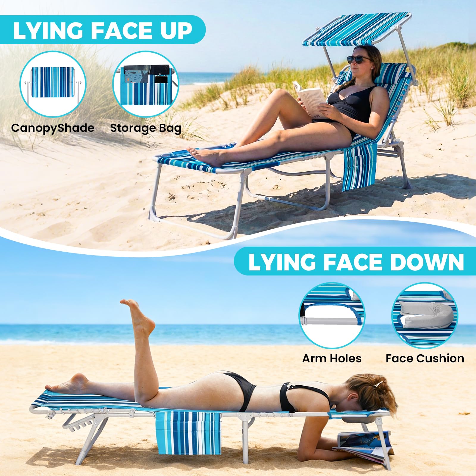 WEJOY five-position backrest and two-leg options tailor lounging angles.