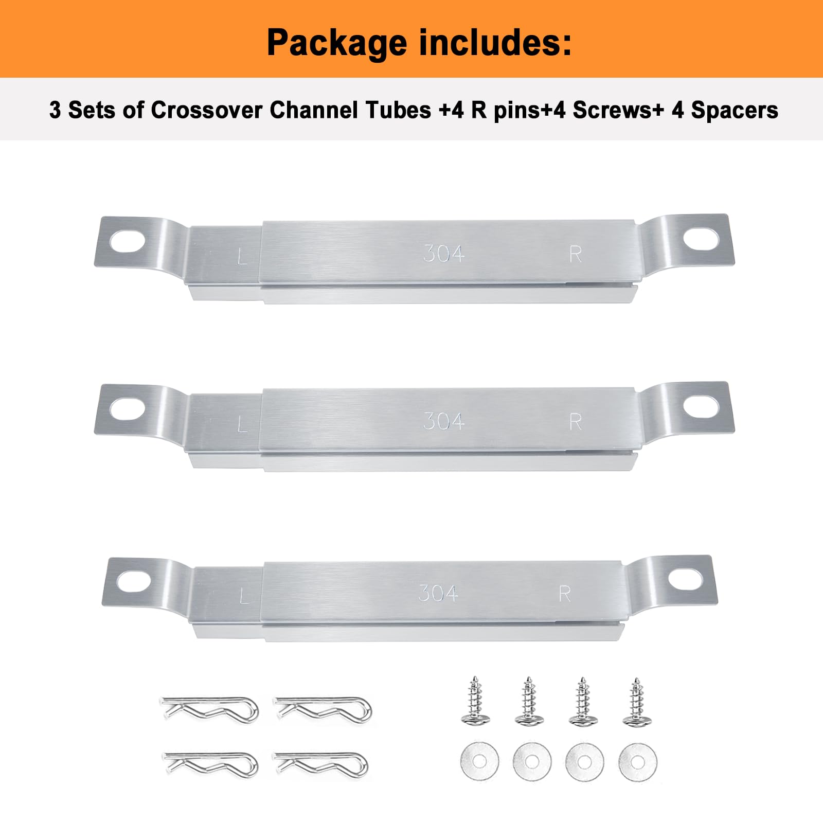 Welbocom Charbroil crossover tube stainless-steel construction resists corrosion.