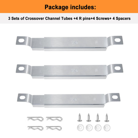 Welbocom Charbroil crossover tube stainless-steel construction resists corrosion.