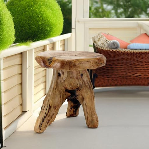 WELLAND cedar stump stool bedroom nightstand pairs warm wood tone with practicality.
