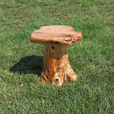 WELLAND cedar stump stool wood-grain detail showcases one-of-a-kind character.