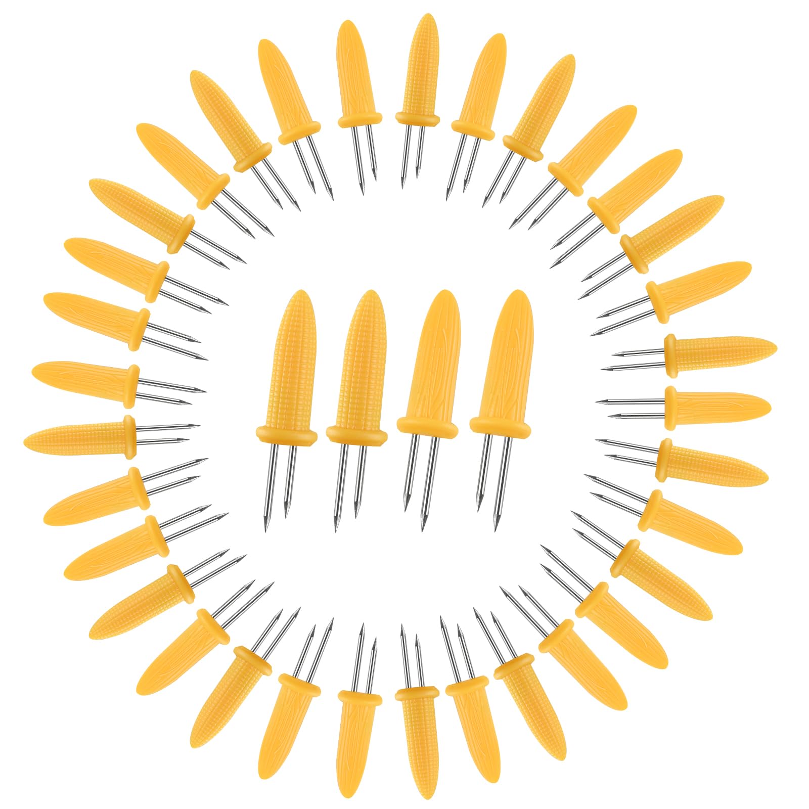 WELLFAR 37-piece corn holders with yellow corn shape for family BBQs and safe handling