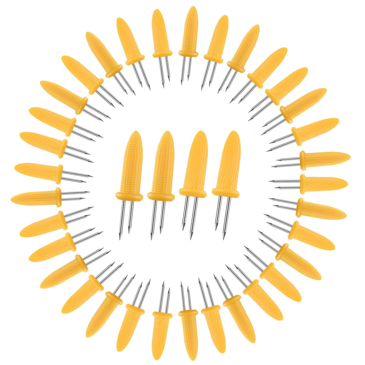 WELLFAR 37-piece corn holders with yellow corn shape for family BBQs and safe handling