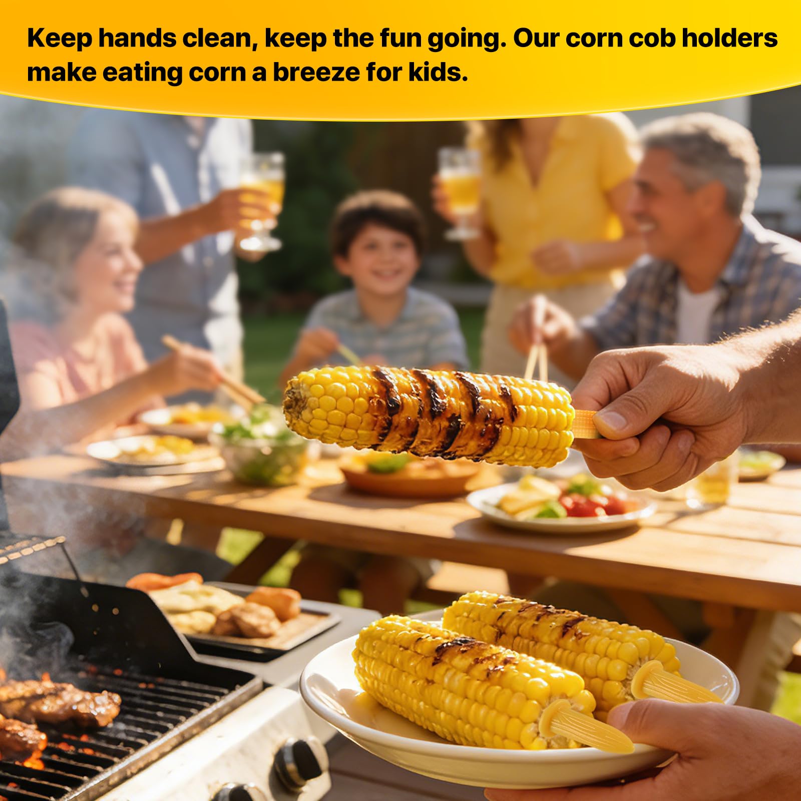 WELLFAR corn skewers are dishwasher-safe for quick outdoor cleanup