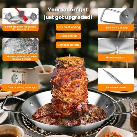 Wellfar five spikes spanning 6 to 14 inches for precise meat placement.