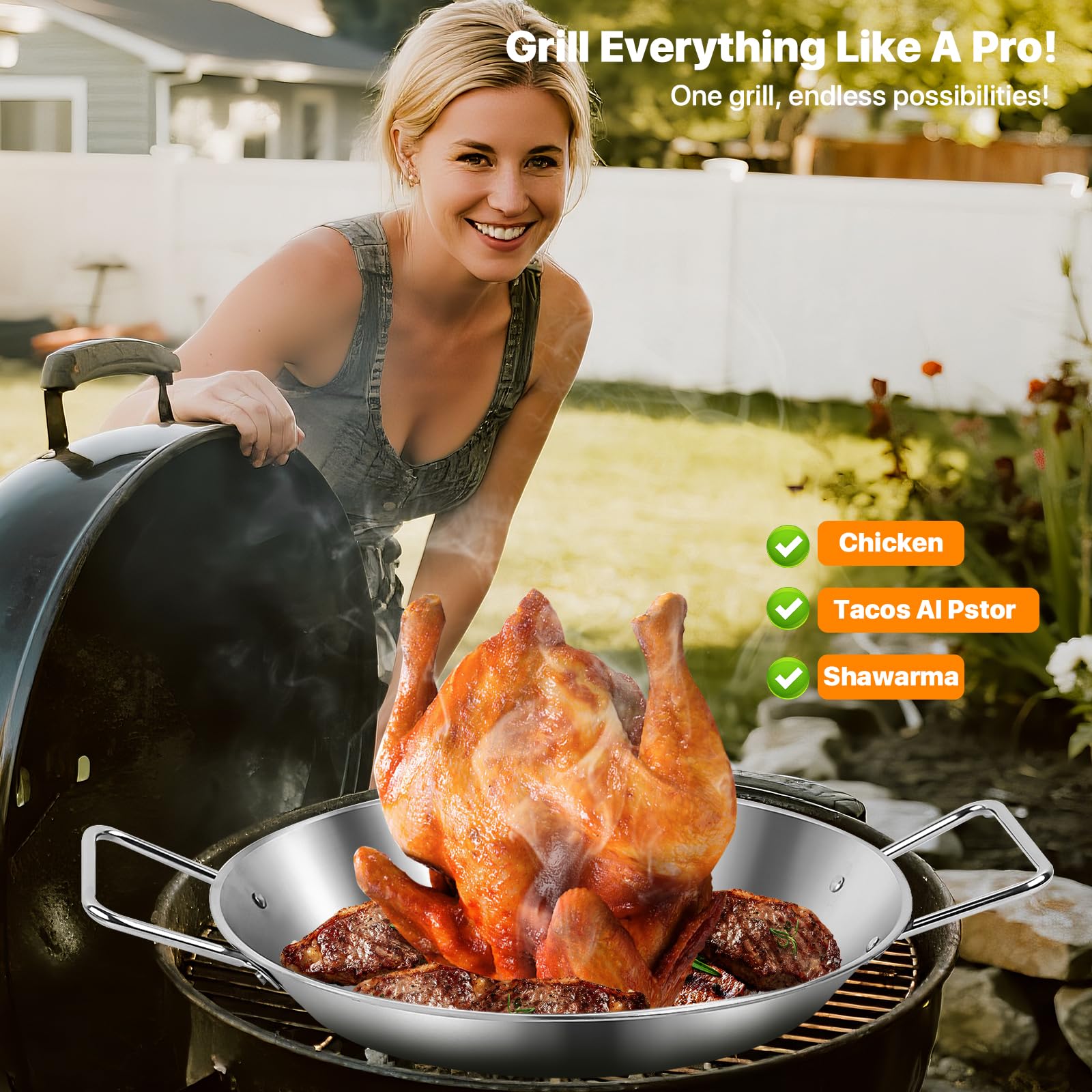 Wellfar non-stick gyro pan with space-saving storage design and easy cleanup.