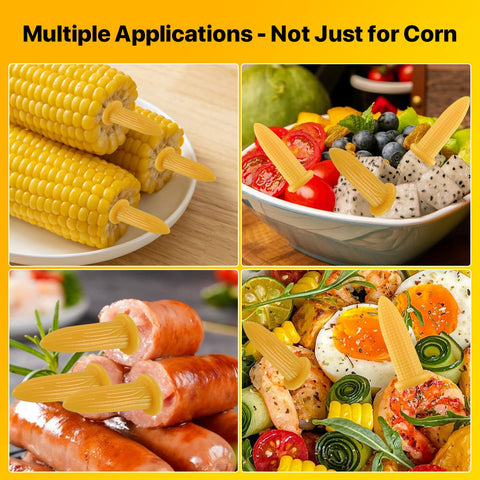 WELLFAR stainless steel cob holders with non-slip grip for stable corn on the cob