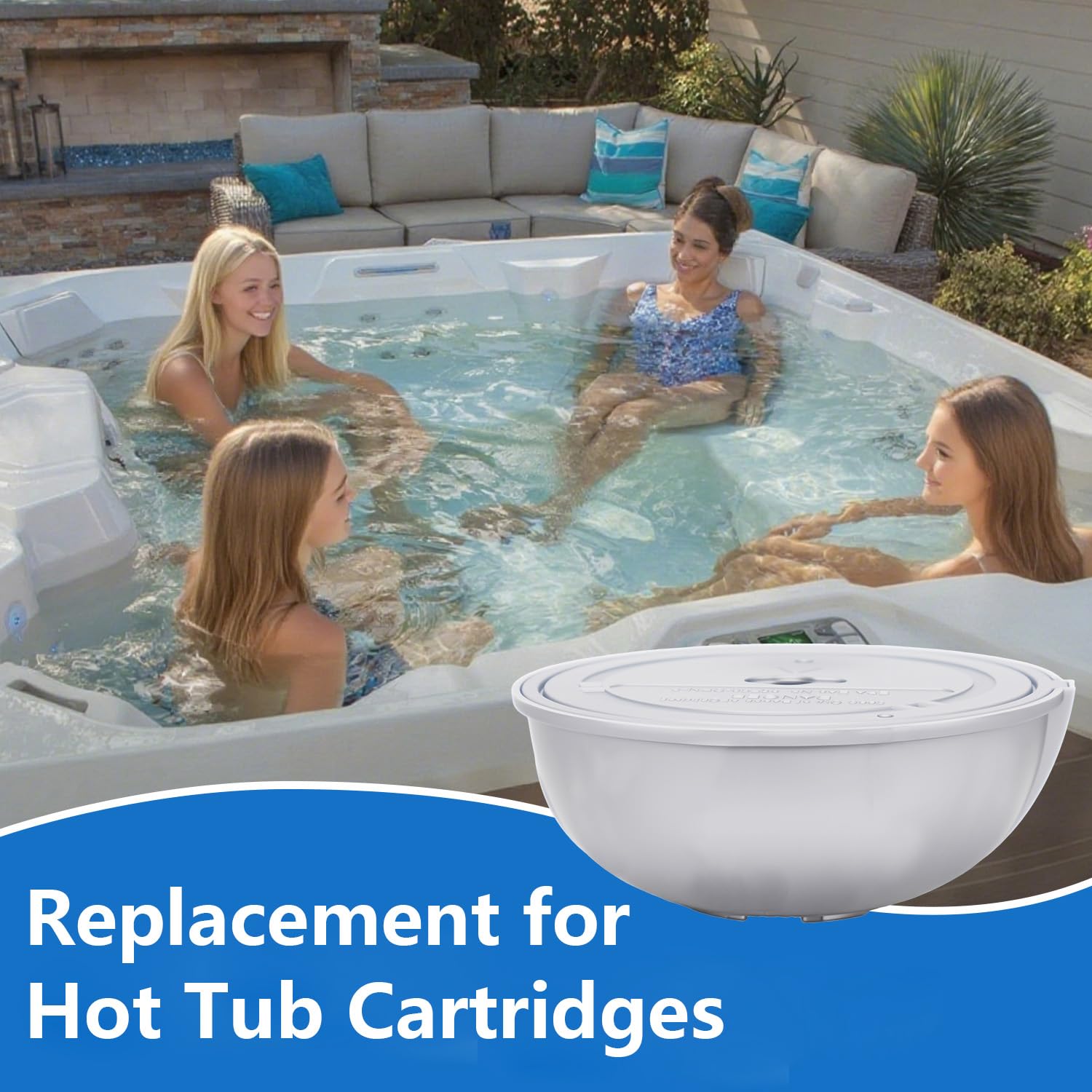 Welliboom hot tub cartridge ready for quick swap in Frog Ease system.