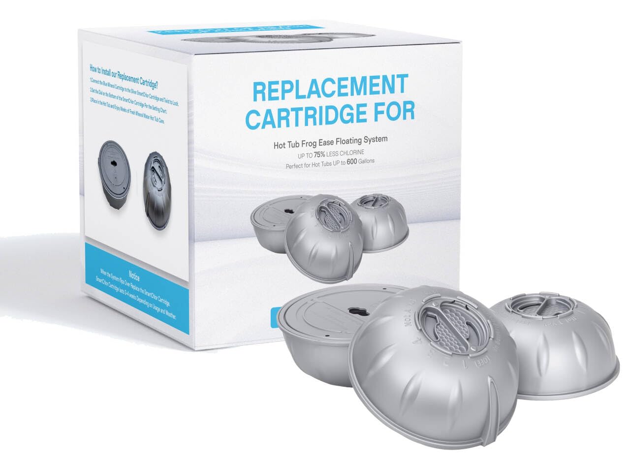 Welliboom hot tub cartridge, Frog Ease compatible, supports up to 600 gallons for simple spa maintenance.