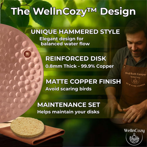 WellnCozy bird bath disc 0-8mm thick provides stability and longevity.