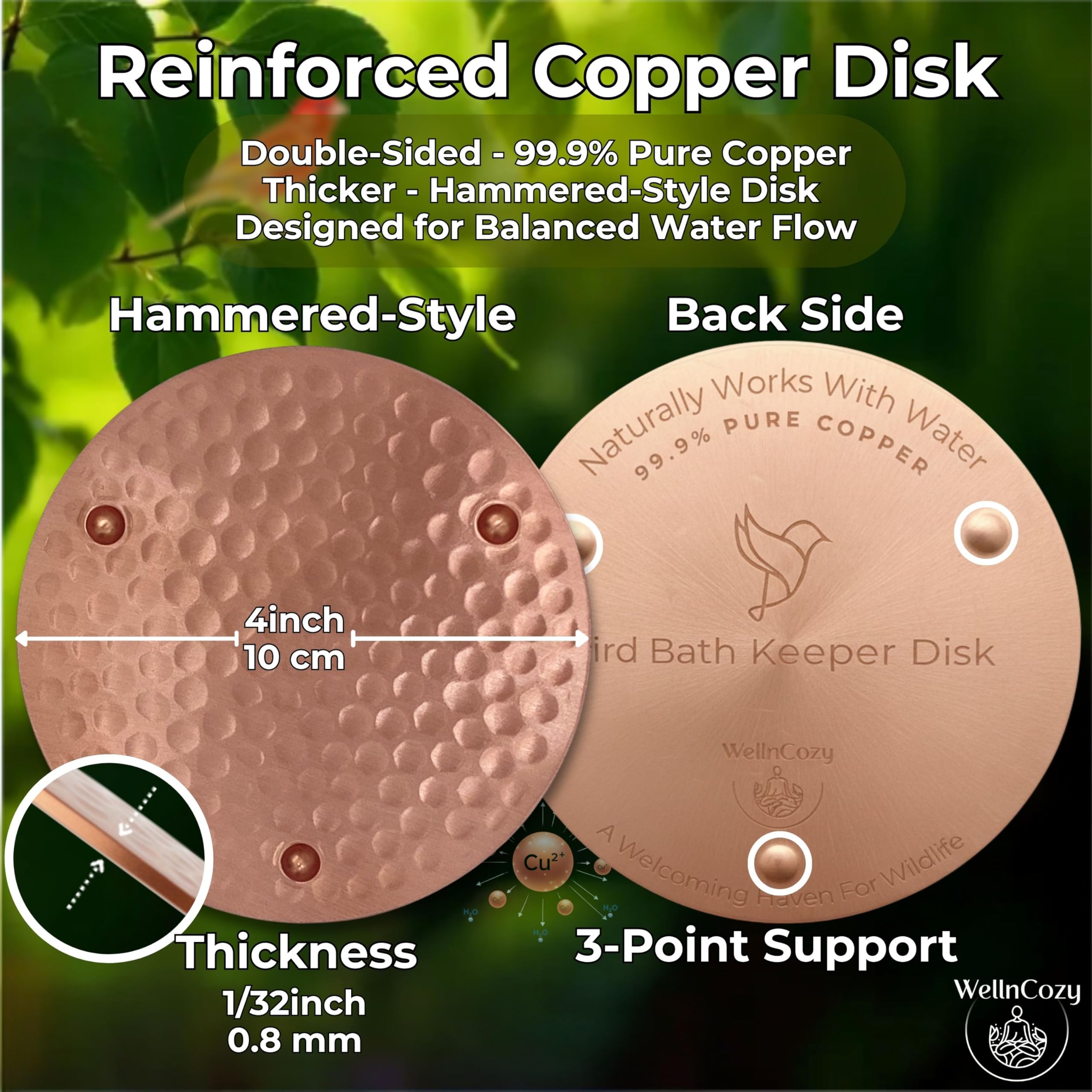 WellnCozy copper disc set with sponge and cloth for maintenance.