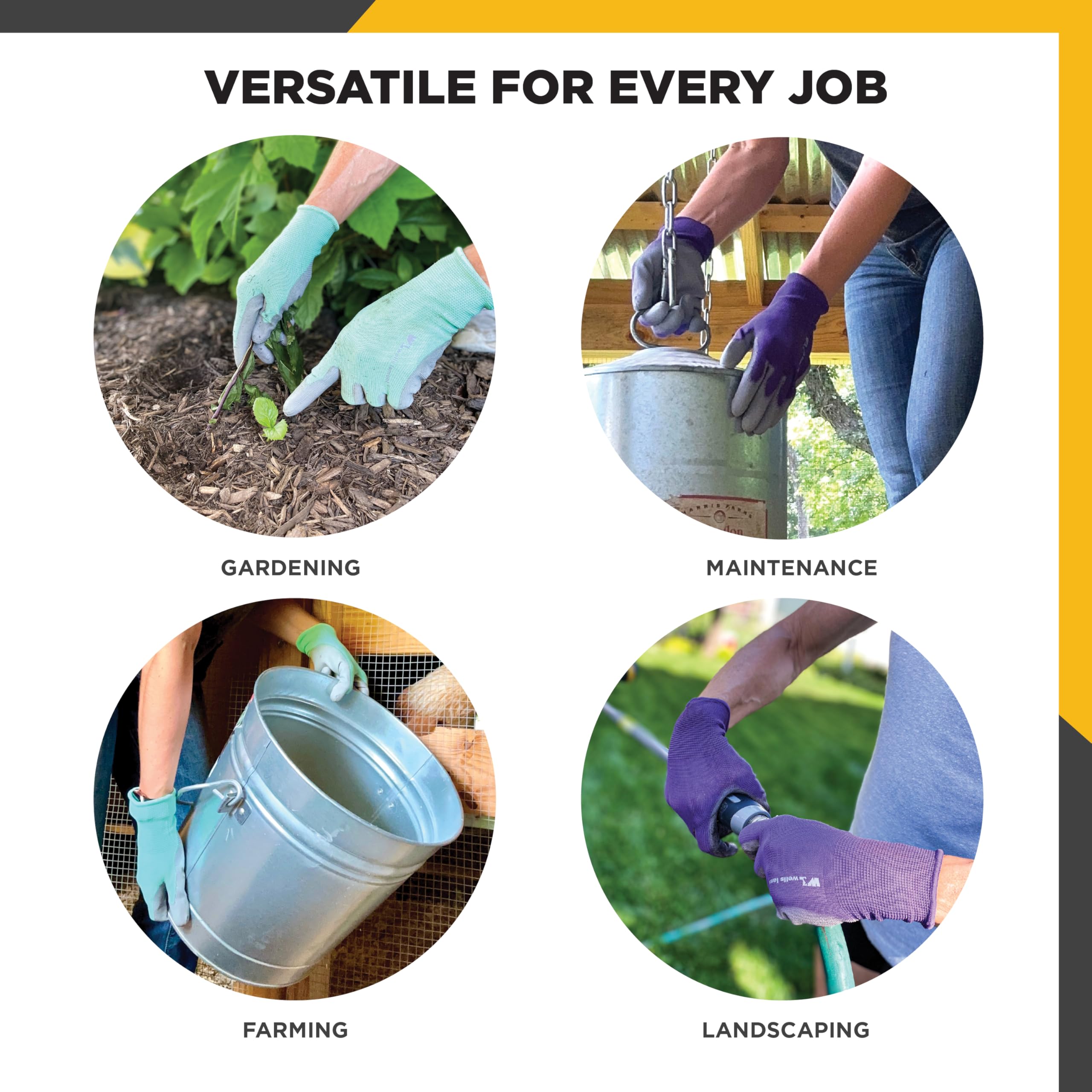 Wells Lamont elastic wrist design keeps dirt out during digging.