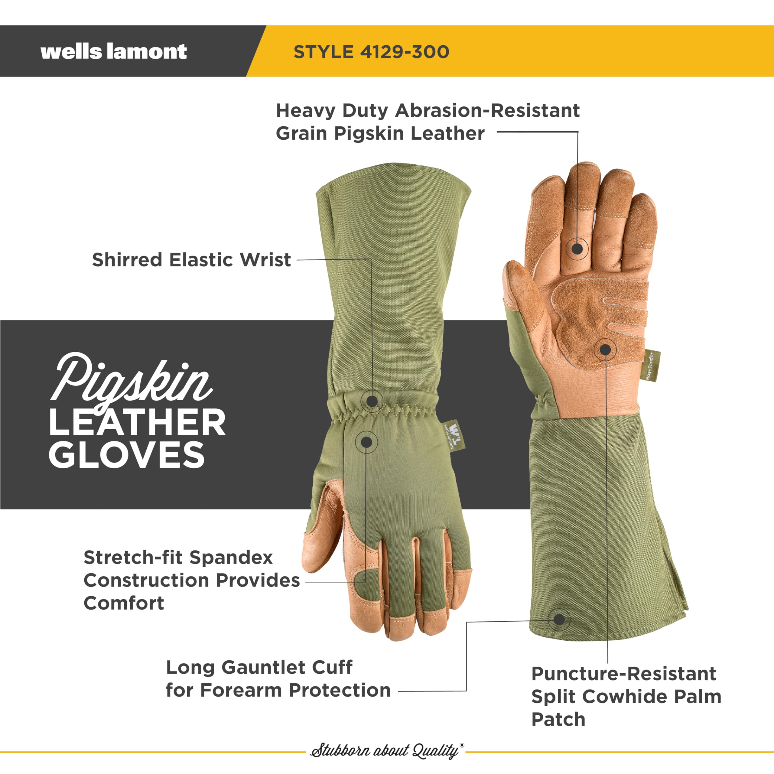 Wells Lamont Rosetender with stretch-fit backing enables flexible dexterity for precise pruning.