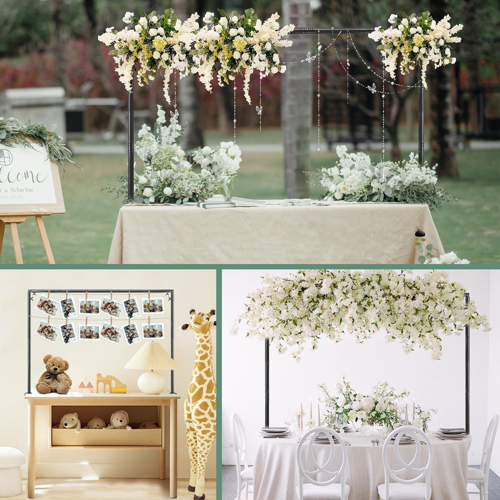WellSign balloons and garlands shown with matte black frame