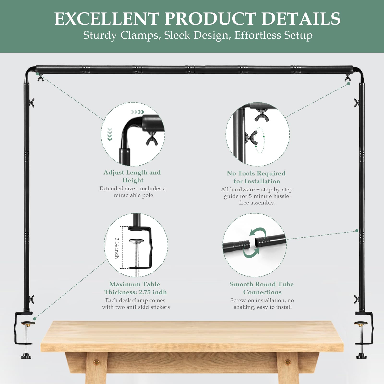 WellSign non-slip clamps grip tables up to 2.75 inches thick