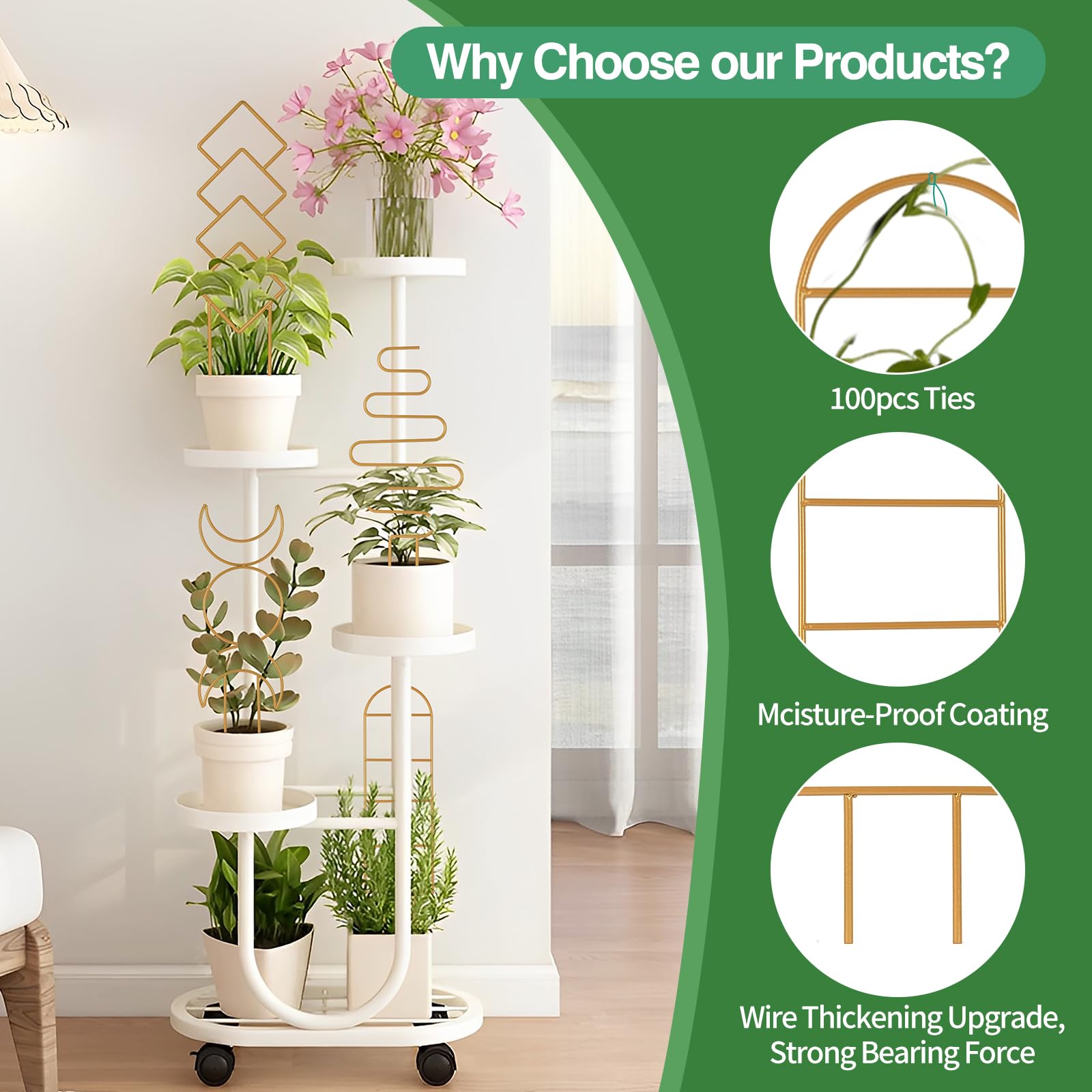 WellSign indoor plant trellis 16inch pattern C enhances plant structure while adding decor.