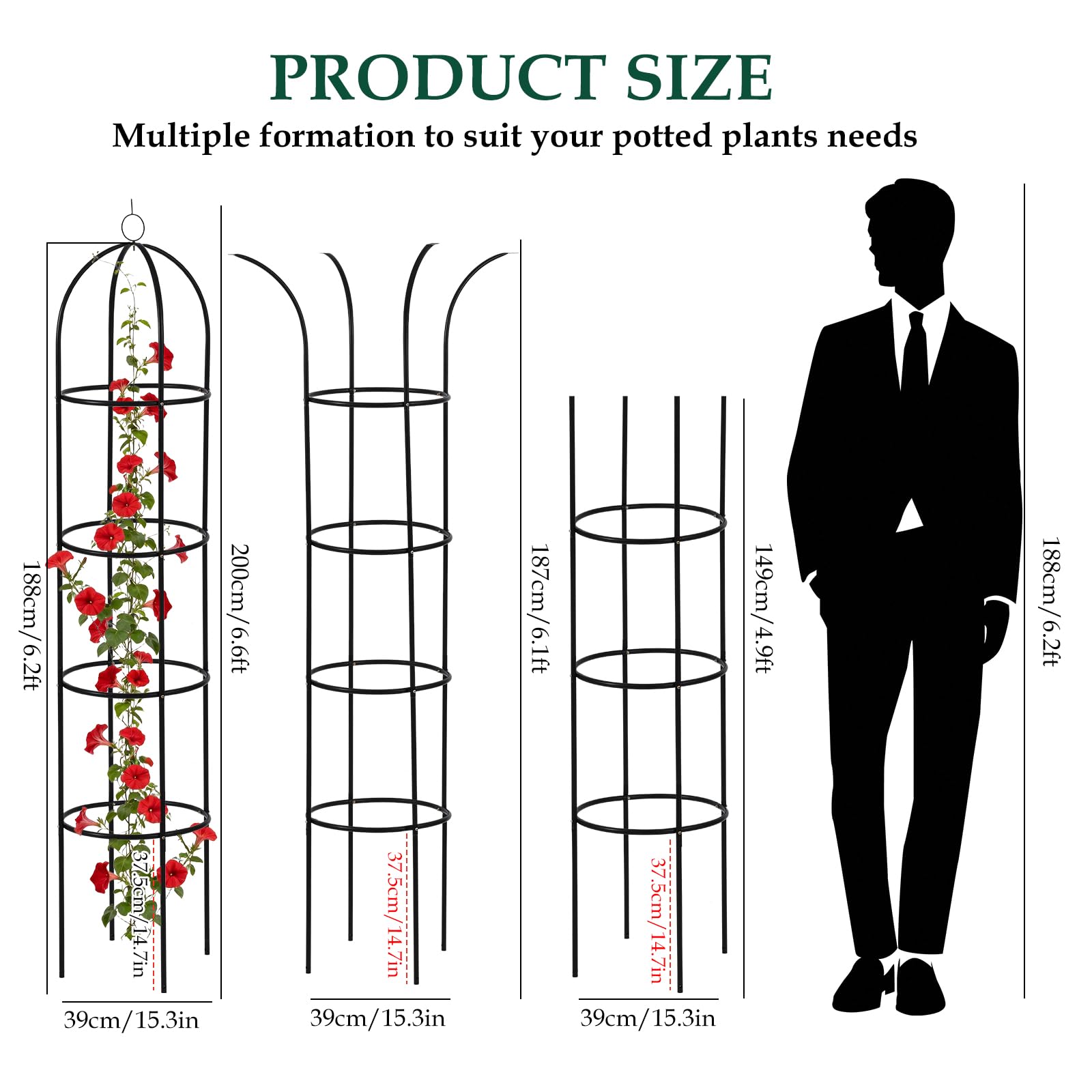 WellSign metal obelisk trellis open-top design demonstrates versatile garden structure