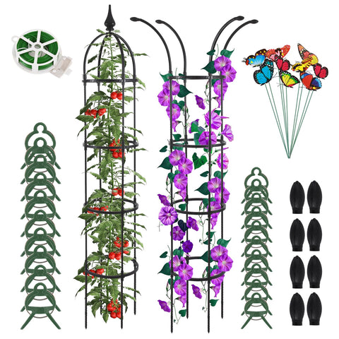 WellSign obelisk trellis outdoors supporting climbing vines in a garden.