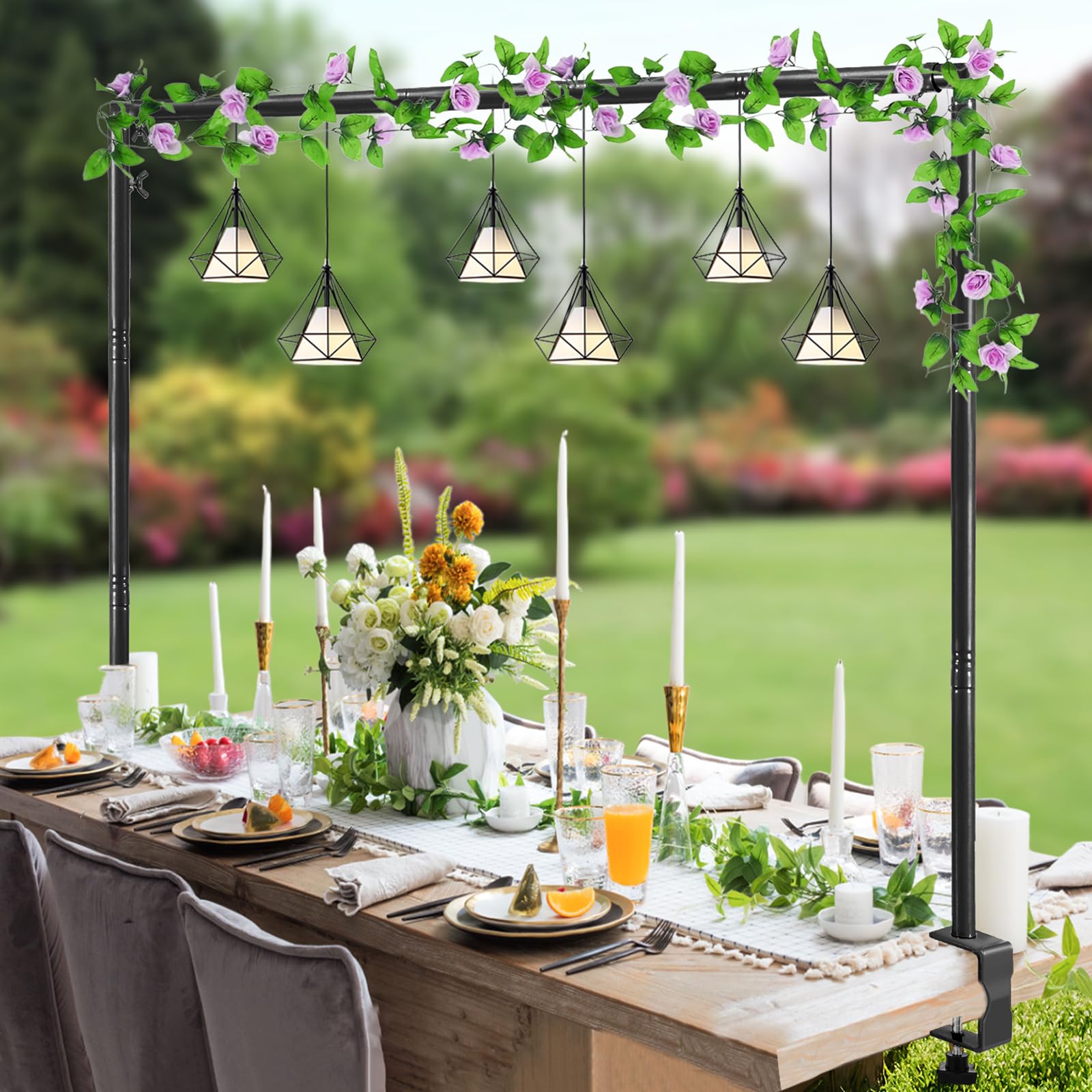 WellSign over-the-table rod stand with clamps provides sturdy support for a table balloon arch