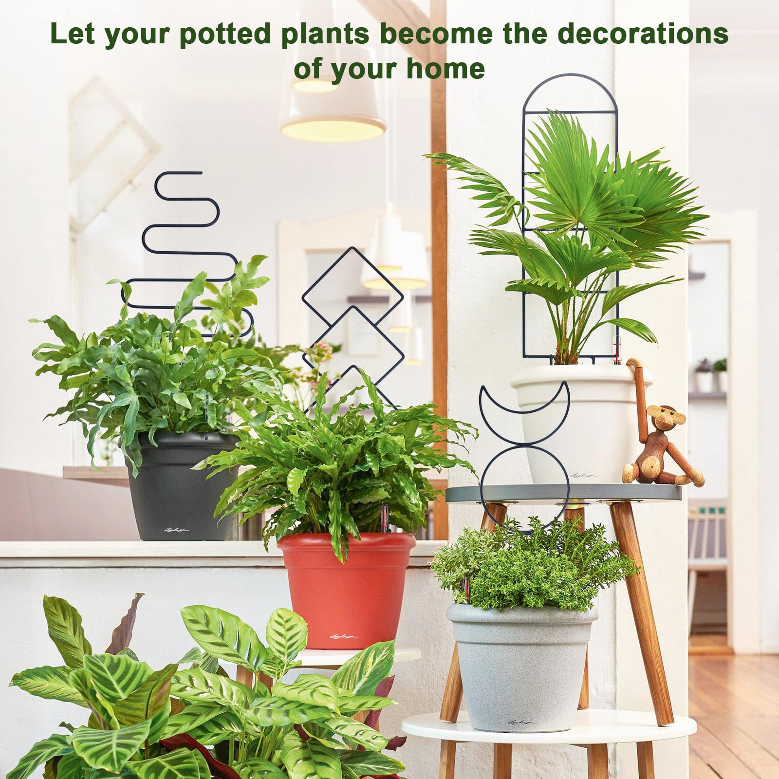 WellSign trellis indoors demonstrates vertical gardening in small spaces.