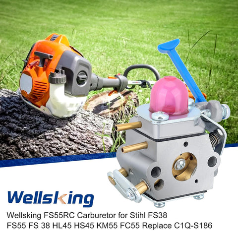 Wellsking C1Q-W38 carburetor top view, compatible for quick fit on Husqvarna trimmers.