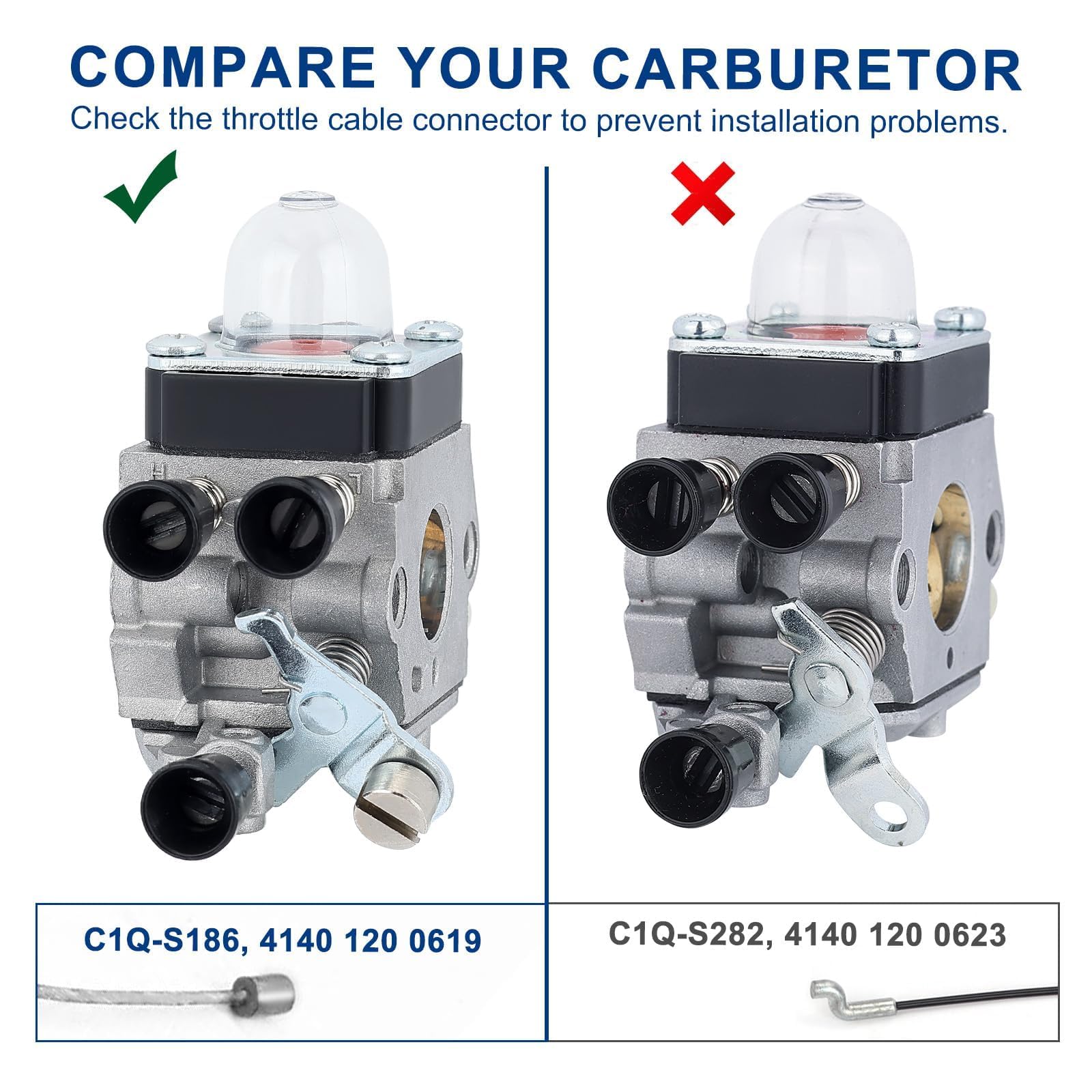 Wellsking FS55RC carburetor labels and replacements highlight options.