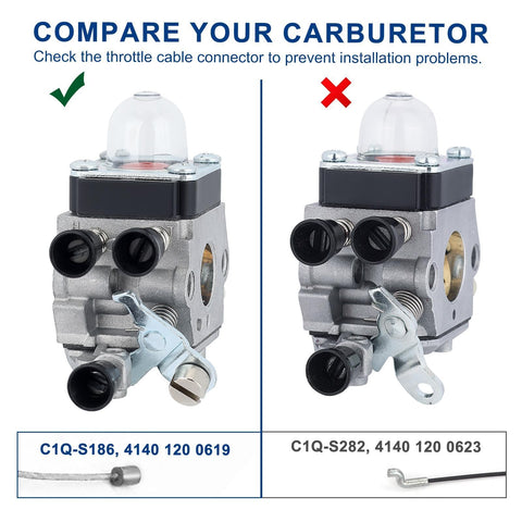 Wellsking FS55RC carburetor labels and replacements highlight options.