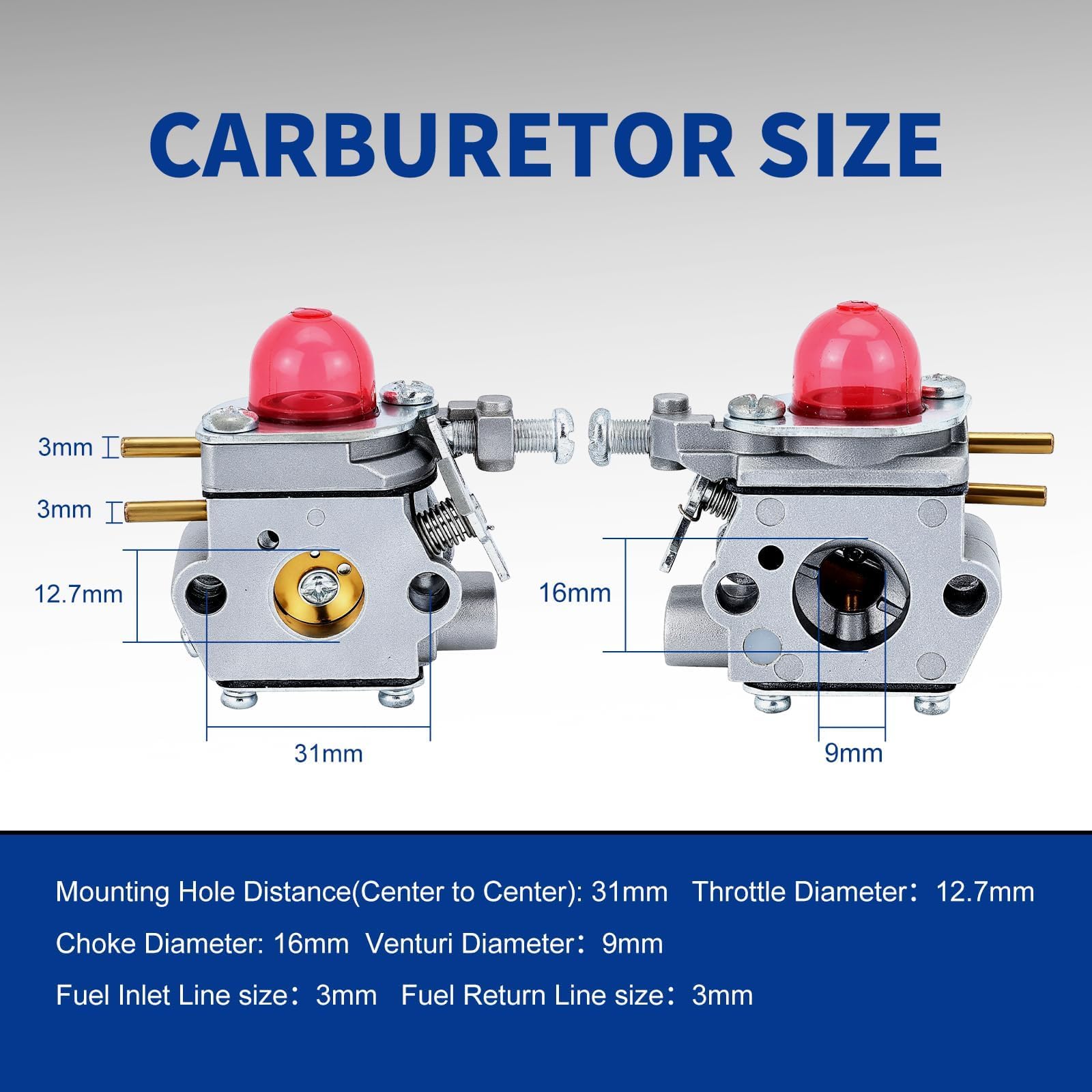 Wellsking TB32EC carburetor installation closeup for confident fit.