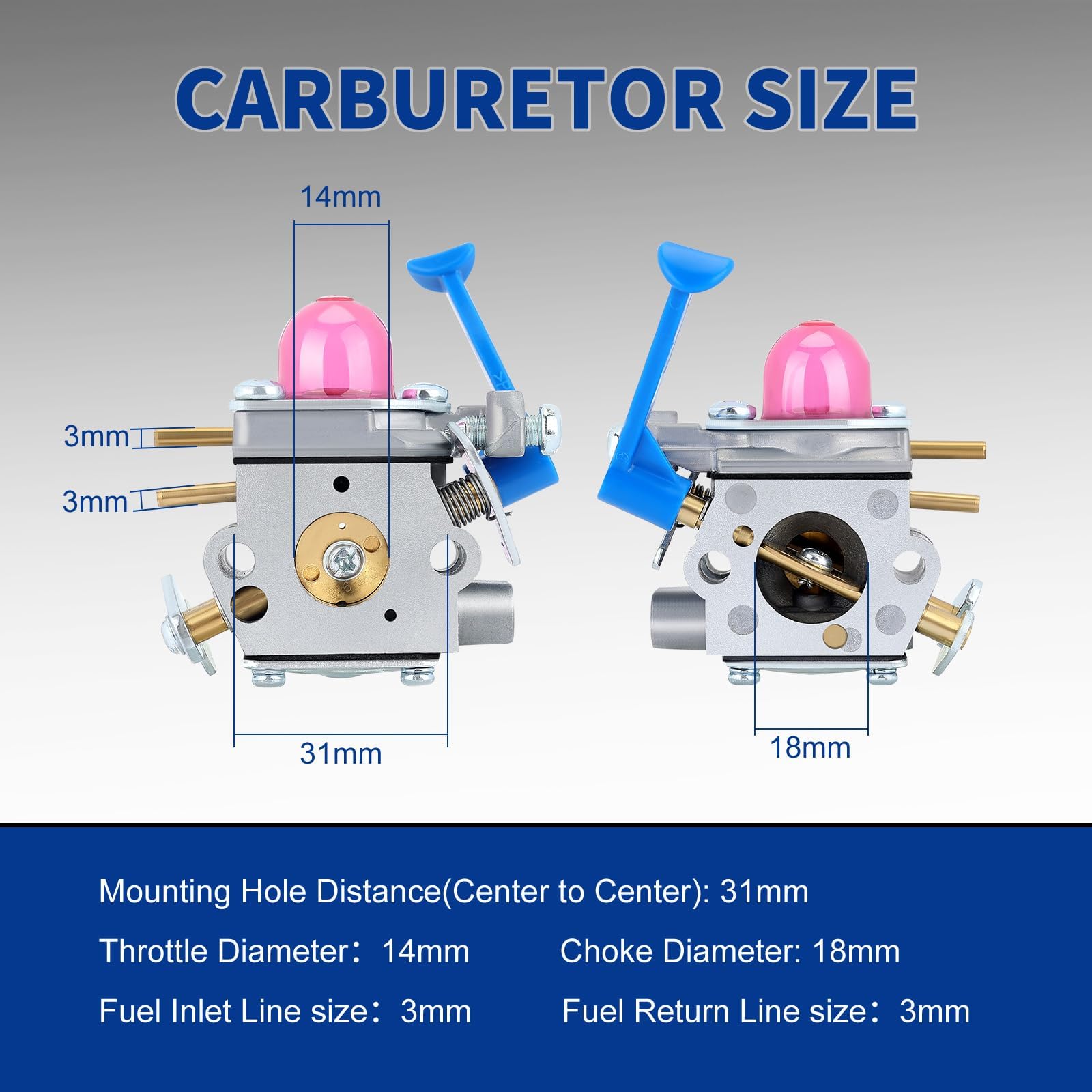 Wellsking W38 carburetor reference label, ready replacement for listed engines.