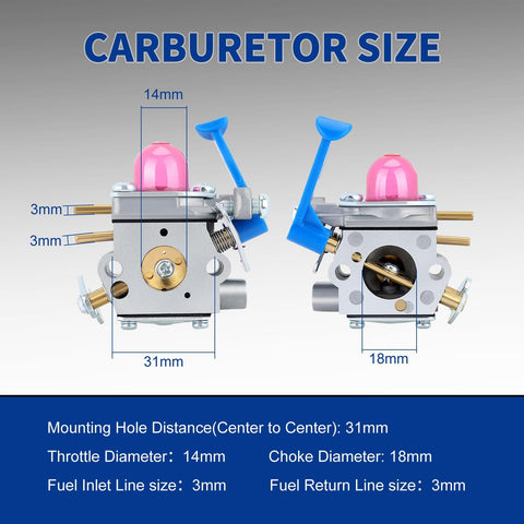 Wellsking W38 carburetor reference label, ready replacement for listed engines.