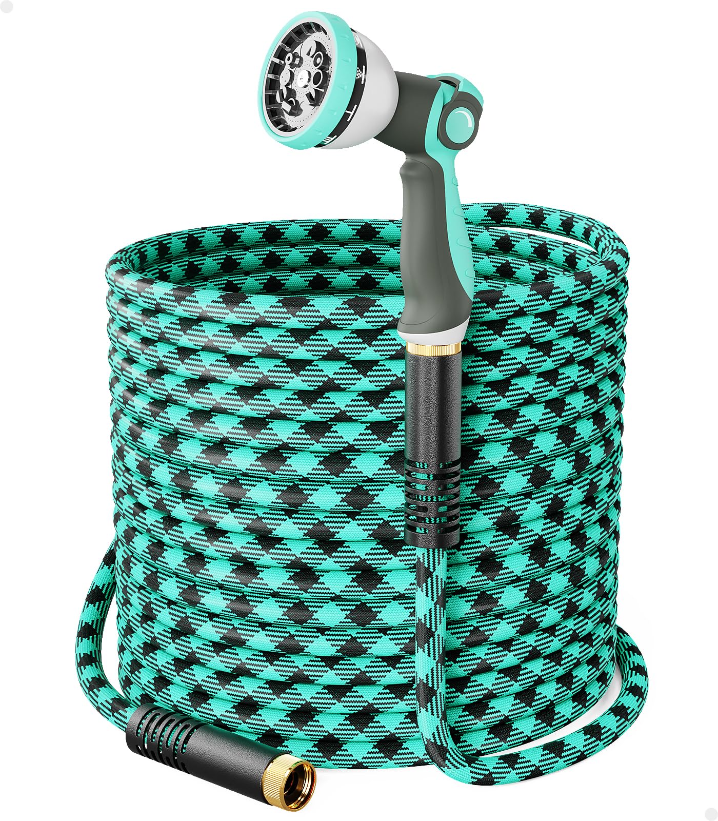 WELLUCK 50 ft garden hose coiled for easy storage and durable performance.
