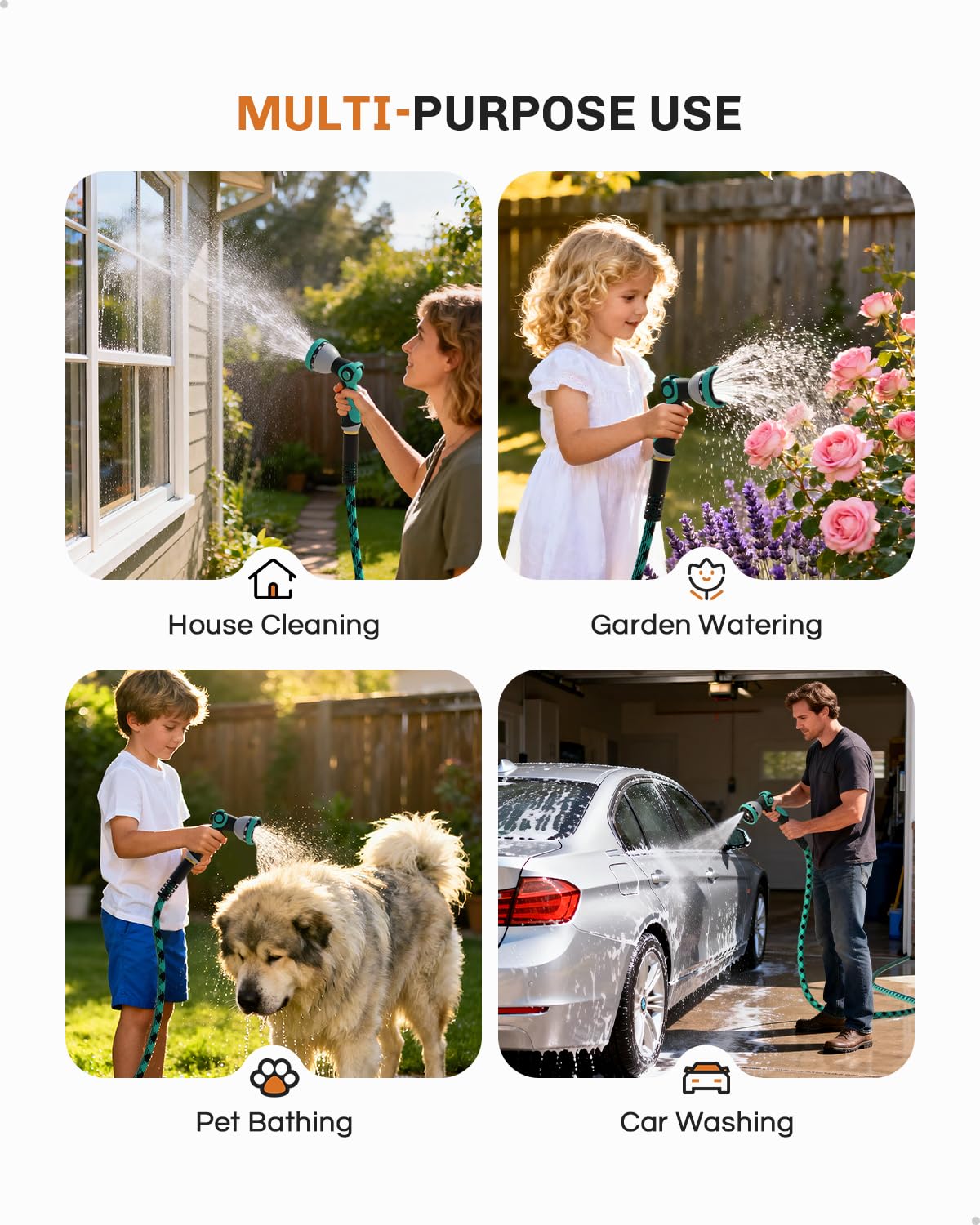 WELLUCK hose remains flexible in hot sun or cold weather for all-weather use.