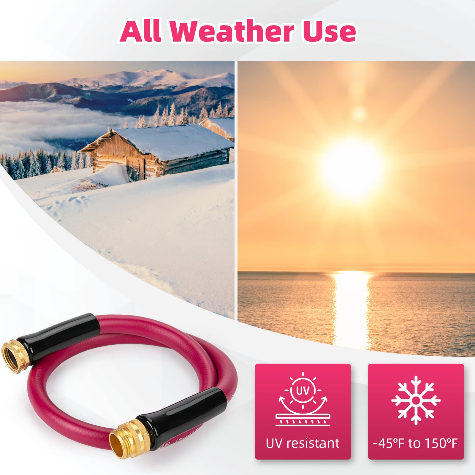 Welluck all-weather flexible hose remains pliable in hot sun and cold evenings