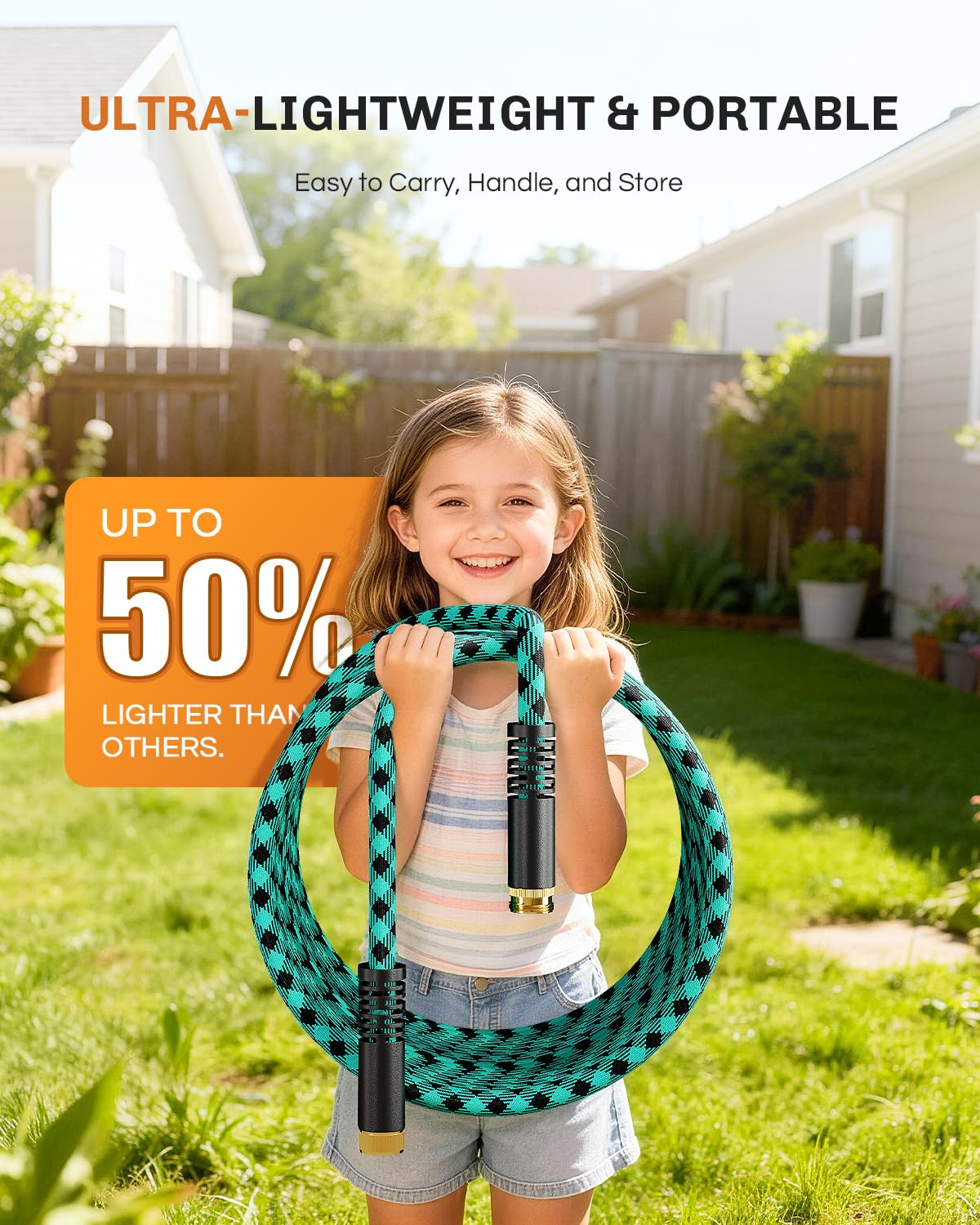 WELLUCK lightweight garden hose easy to handle during long watering sessions.