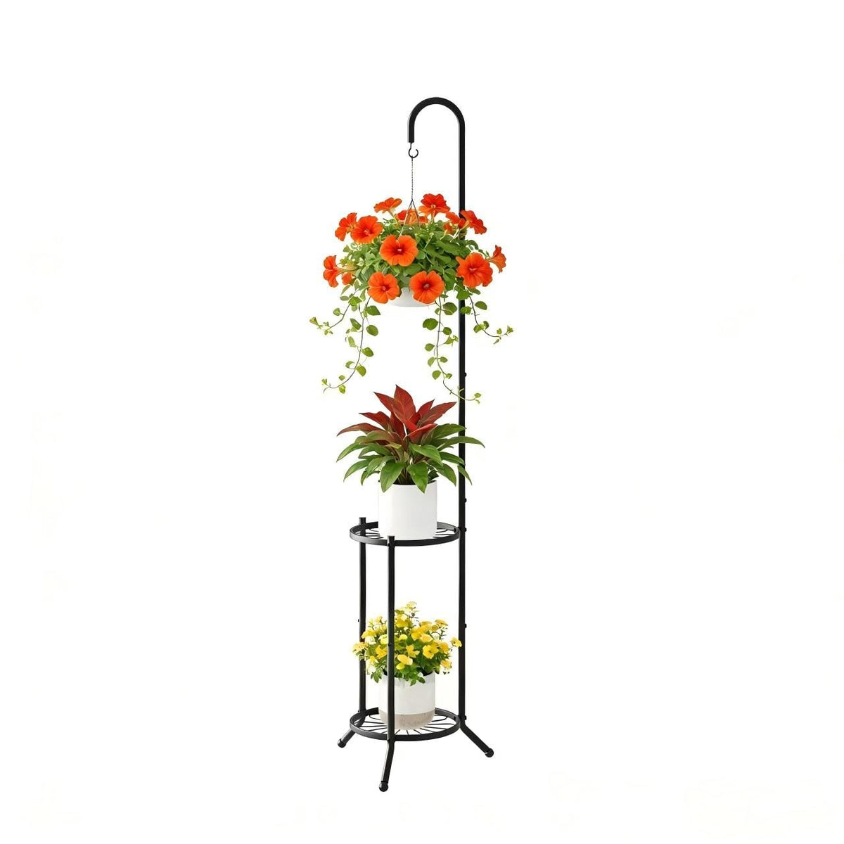 WELUKGUUD 2-tier plant stand side view shows space-saving design for balconies