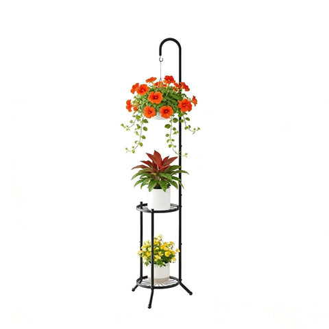 WELUKGUUD 2-tier plant stand side view shows space-saving design for balconies