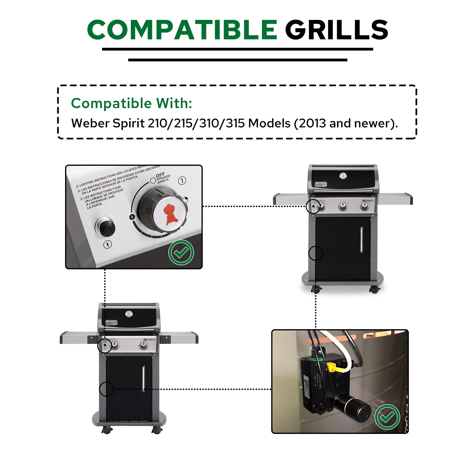 WEMEIKIT 7642 igniter switch with wires for Weber Spirit front control—simple installation.